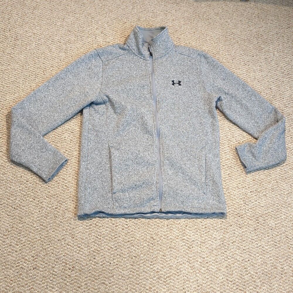 Under Armour ColdGear Full Zip Fleece Jacket Mens Medium Gray Fitted Outdoor